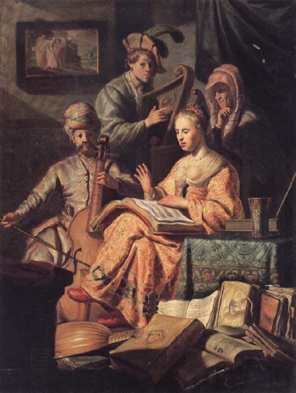 REMBRANDT Harmenszoon van Rijn Musical Company oil painting picture